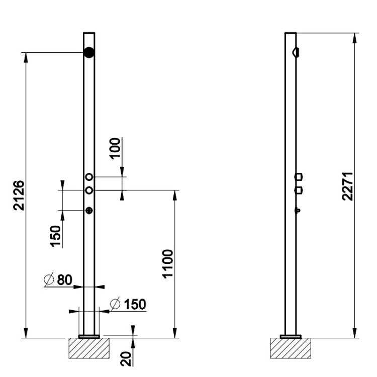 Душевая стойка Gessi Outdoor уличная на 2 выхода цвет Steel Brushed 63210239