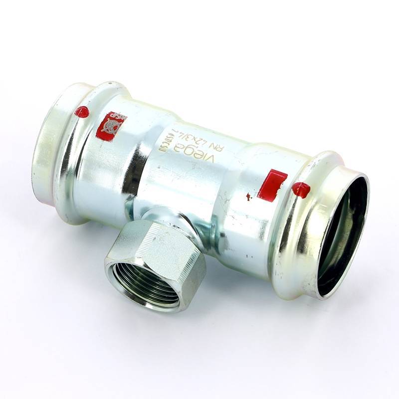 Тройник пресс-ВР оцинкованная сталь Viega Prestabo 42х3/4х42 мм 558963