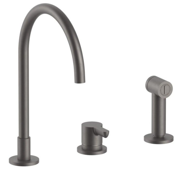 Смеситель для кухни Fantini Icona Classic однорычажный на 3 отверстия Matt Gun Metal PVD 53P5R551