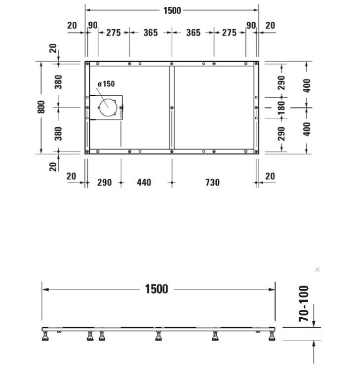 Опорная рама Duravit Tempano для душевого поддона 1500x800 мм 791391000000000