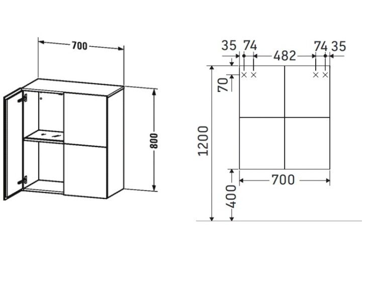 Шкаф-пенал Duravit L-Cube 700x363x800 мм подвесной петли слева/справа орех брашированный LC117706969