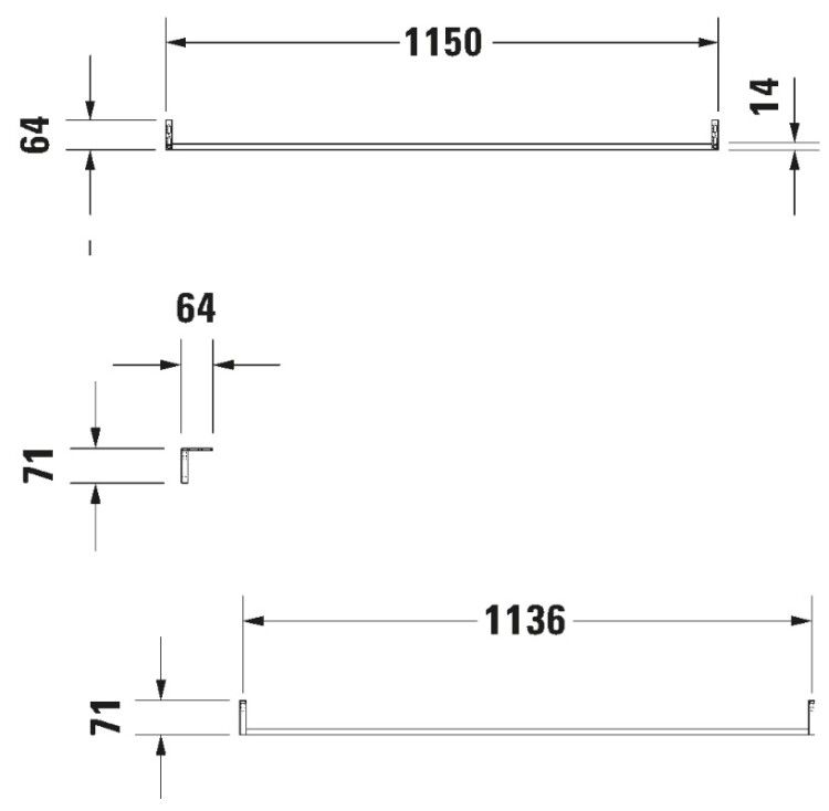 Полотенцедержатель Duravit D-Code для раковины 1150 мм хром 0030331000