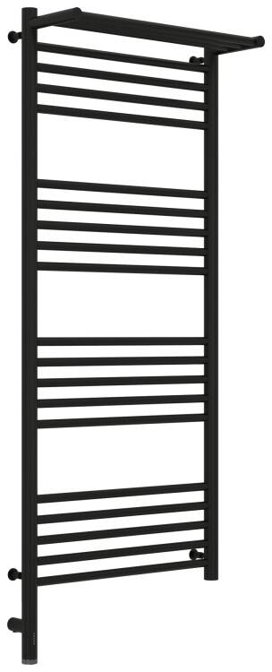 Полотенцесушитель электрический Сунержа Богема 3.0 с полкой 1200x500 мм МЭМ слева черный матовый 31158061250