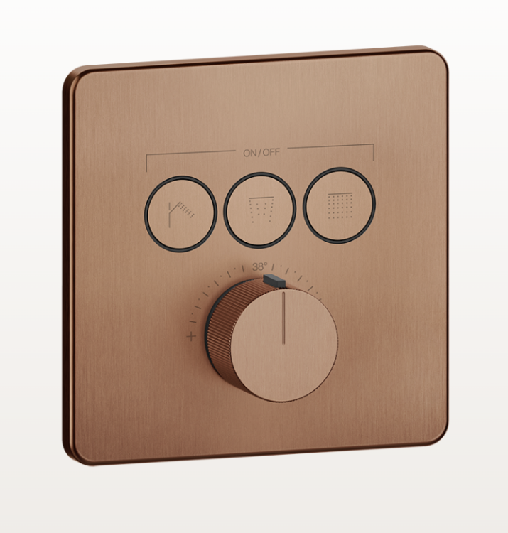 Смеситель для душа Gessi HI-FI Comfort встраиваемый на 3 потребителя Copper Brushed PVD 38719708