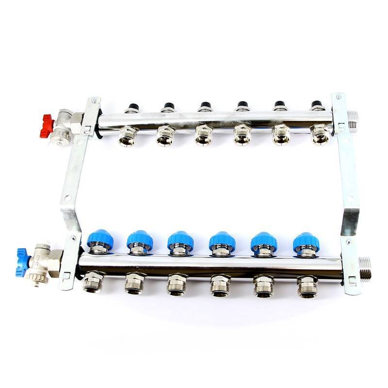 Коллекторная группа из нержавеющей стали Rehau HKV-D с регулирующими и термостатическими вентилями 1 x 3/4 EK 6 выходов 218061