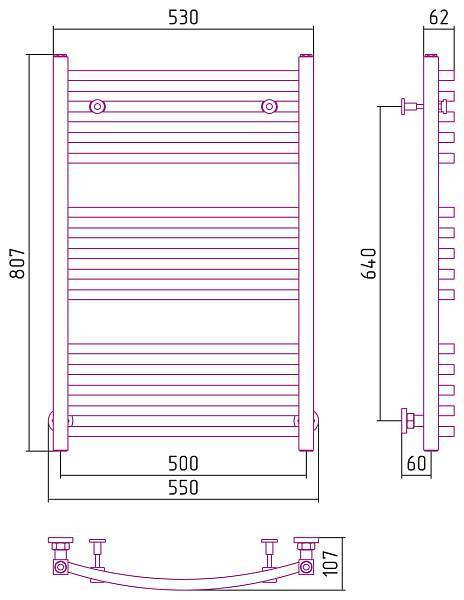 Полотенцесушитель водяной Сунержа Аркус 500x800 мм без покрытия 00-0251-8050