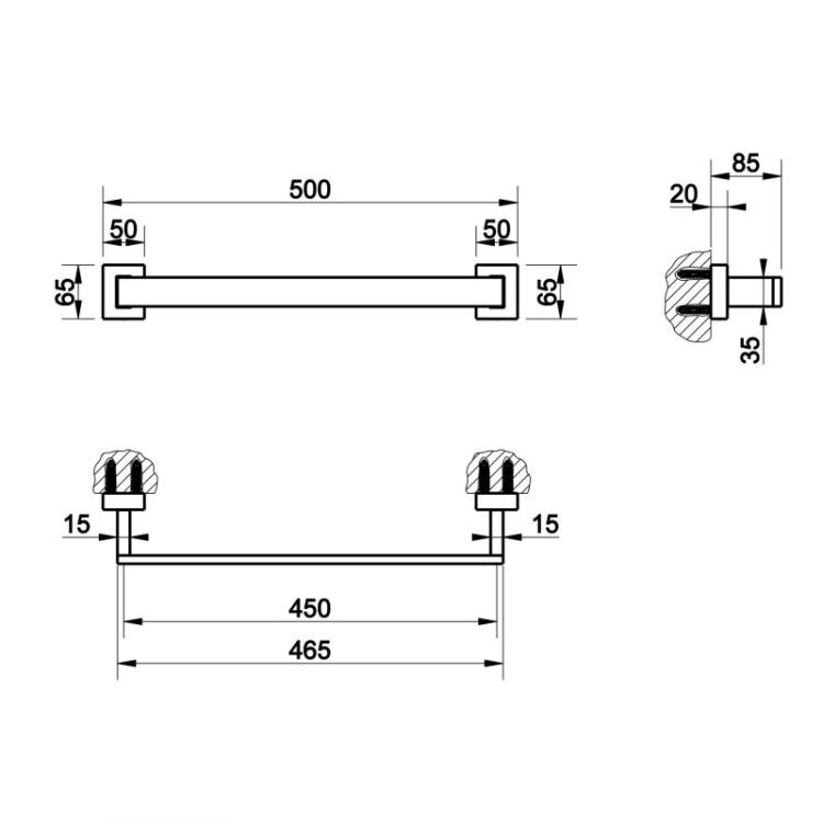 Поручень Gessi Rettangolo прямой 500x85x65 мм цвет Brushed Brass PVD 20893727