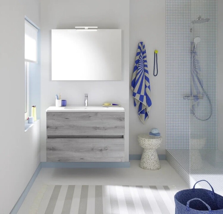 Тумба под раковину Burgbad Rocio 970х440х640 мм дуб декор сильвер WYCX098F6228