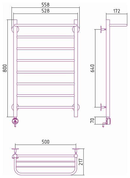 Полотенцесушитель электрический Стилье Формат 20 50x80 см без покрытия 00521-8050