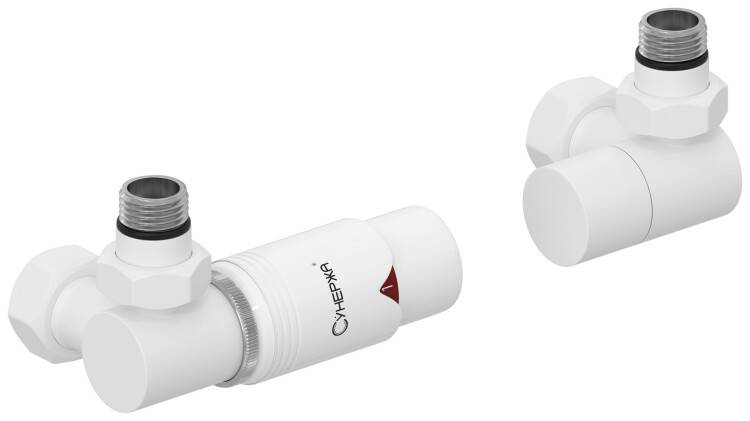 Терморегулятор автоматический Сунержа 3D G 1/2 x G 3/4 набор левый матовый белый/белый 3014216202