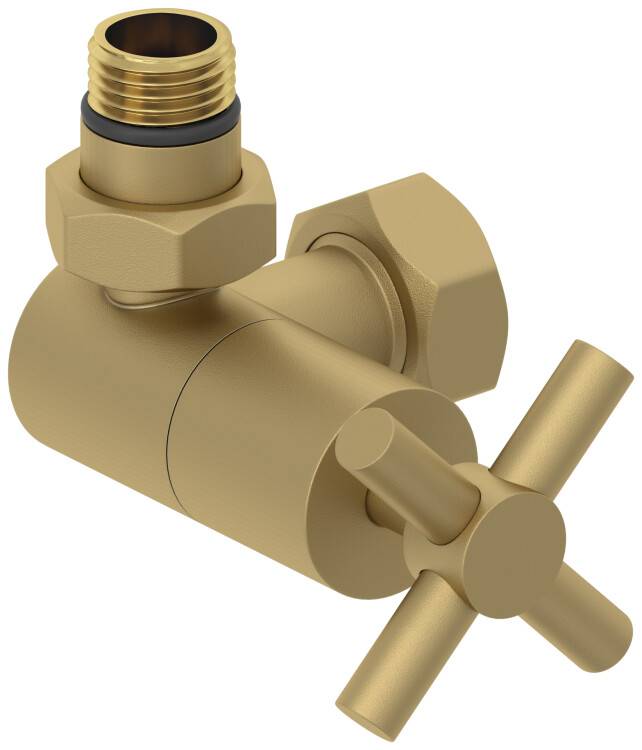 Вентиль Сунержа 3D G 1/2 x 3/4 левый крест золото матовое 03214101234