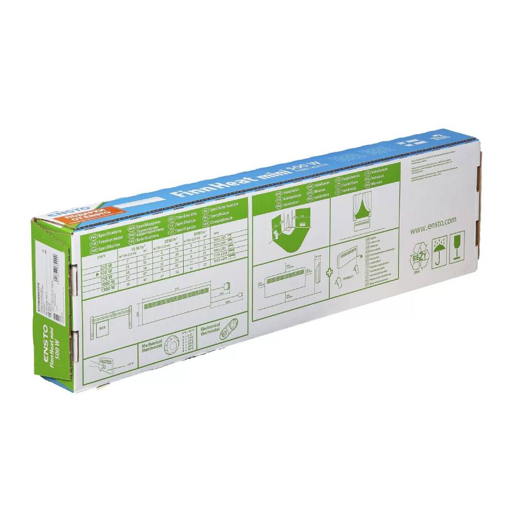 Конвектор электрический Ensto FinnHeat Mini 500 Вт механический термостат EPHBMM05PR