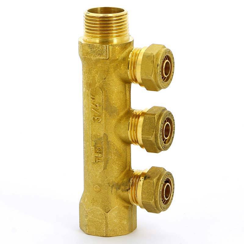 Коллектор Tiemme 3/4 3 выхода 15 мм обжим 36 мм 1910006