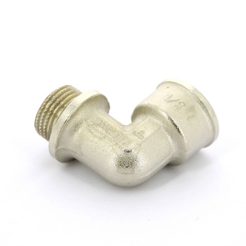 Угольник 90° НВ с упором Tiemme никелированный 1/2 1500141