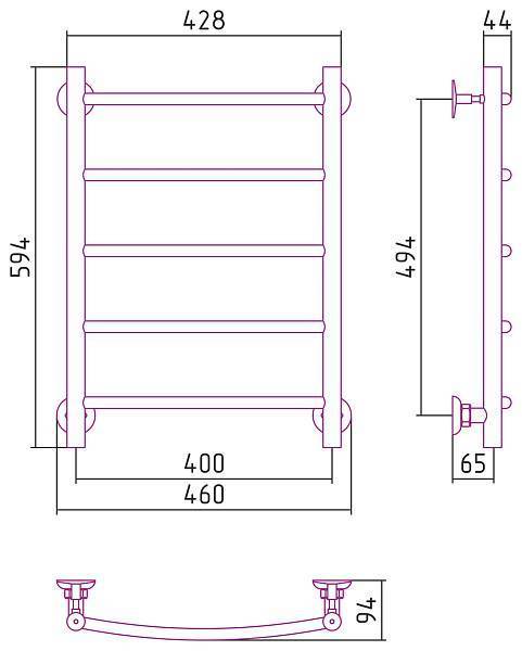 Полотенцесушитель водяной Стилье Версия-Н2 40x60 см черный 17622-6040