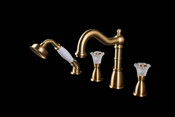 Смеситель на борт ванны Boheme Camelia на 4 отверстия бронза 391-Camelia