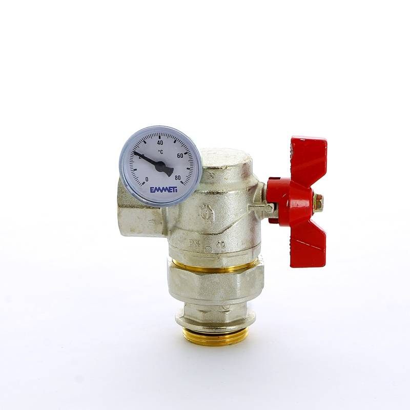 Комплект шаровых кранов угловых Emmeti Progress 1 НВ с термометром 2 шт 01306264