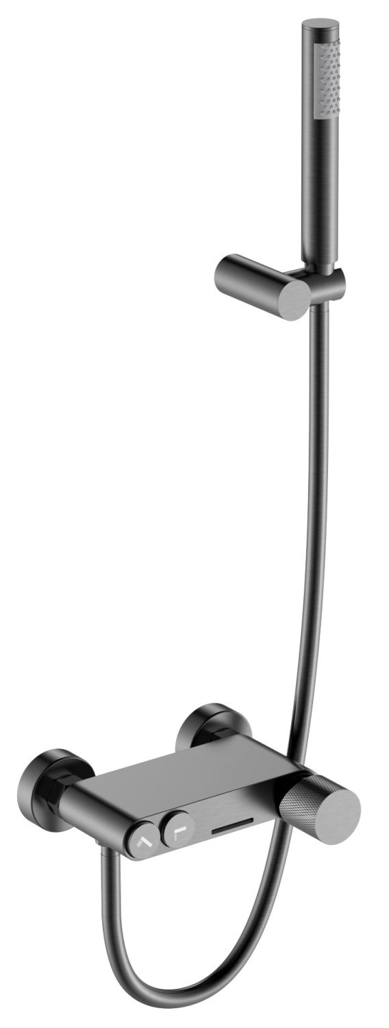 Смеситель для ванны Boheme Stick Touch с душевым комплектом оружейный металл 123-GM.2