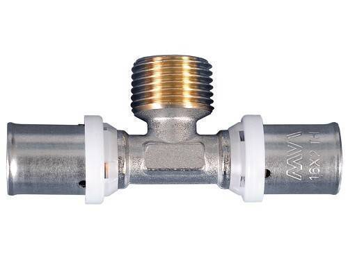 Тройник Sanha 3fit-Press 16x1/2x16 мм НР латунь пресс PF543040404