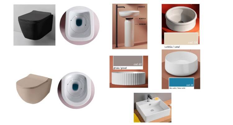 Набор сантехники Artceram Matera: 2 унитаза с крышкой, 5 раковин, 1 пьедестал HOGSET05