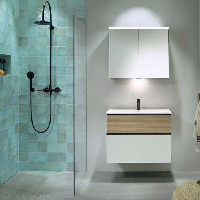 Тумба с раковиной burgbad Fiumo 820x490x610 мм подвесная Cashmere oak decor SFXN082F3959FOT45G0146