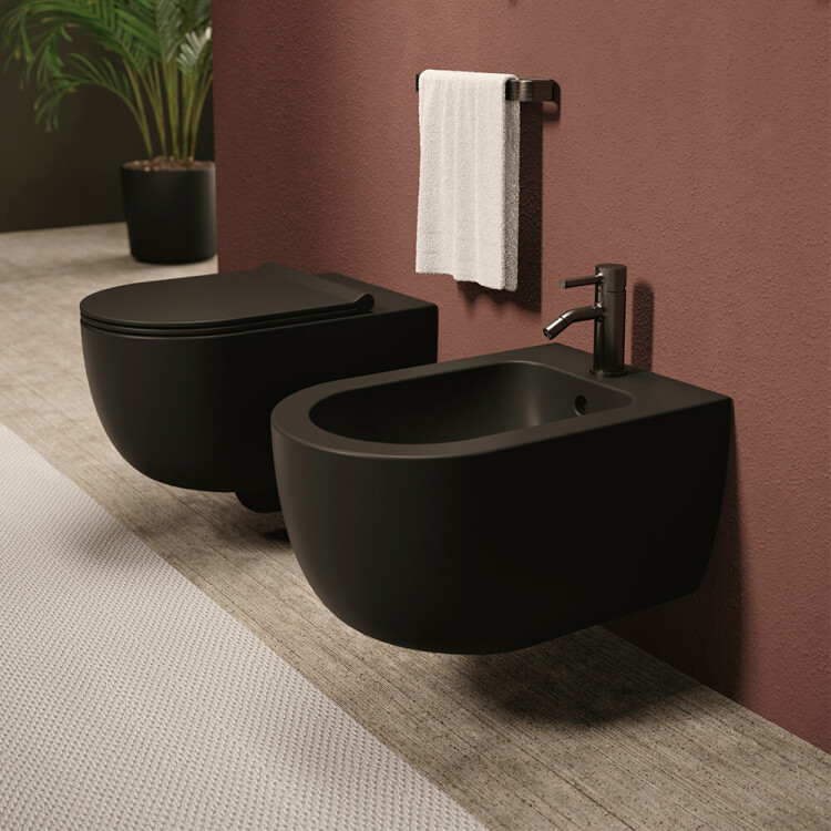 Унитаз подвесной безободковый Alice Ceramica Unica 350x550 мм черный матовый 32240108