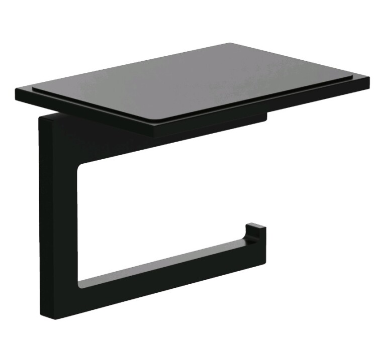 Бумагодержатель Kludi VELA C с полкой без крышки 139х97х109 мм черный матовый 3197139