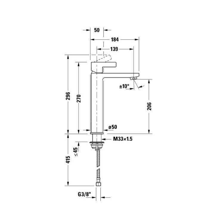 Смеситель для раковины Duravit D-Neo L хром DE1030002010