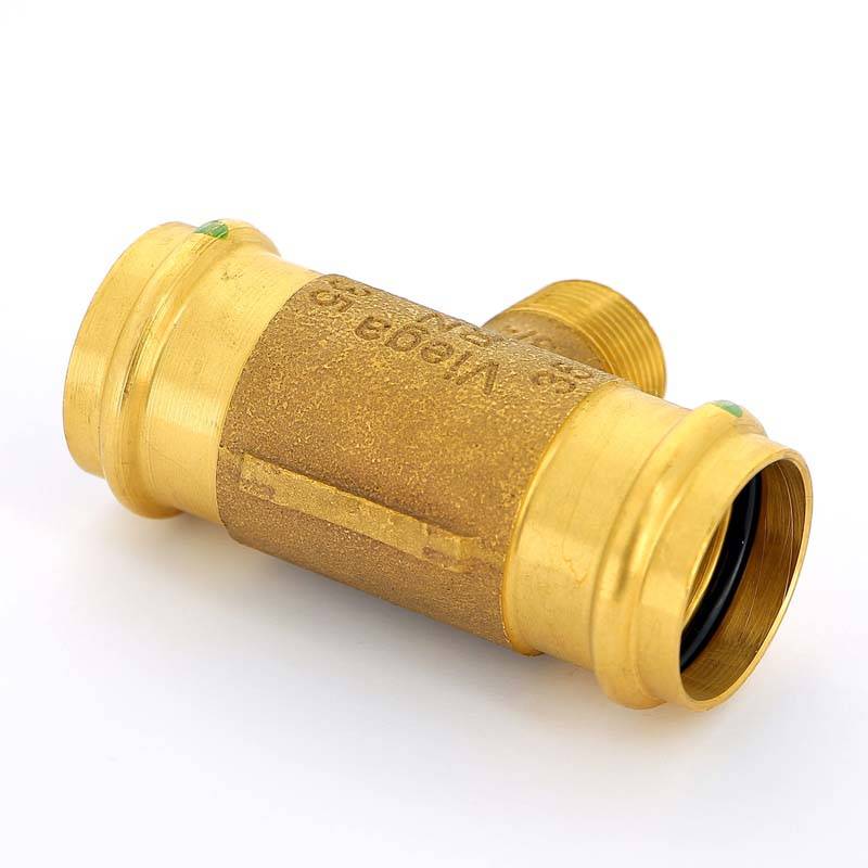 Тройник пресс с наружной резьбой Viega Sanpress 35х3/4х35 бронза 194147