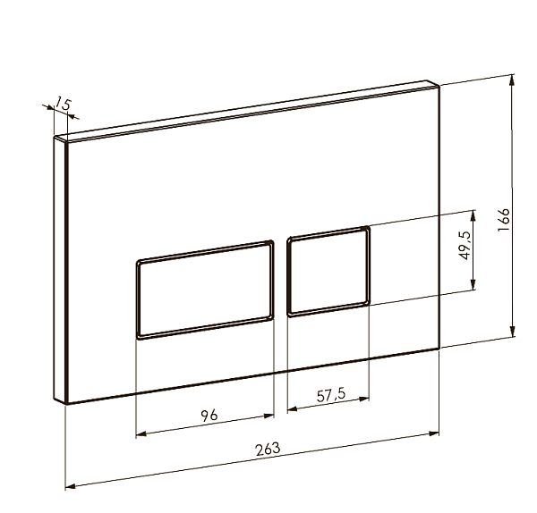 Кнопка смыва для инсталляции Boheme пластик 26.3х1.5х16.6 см черный 664-B