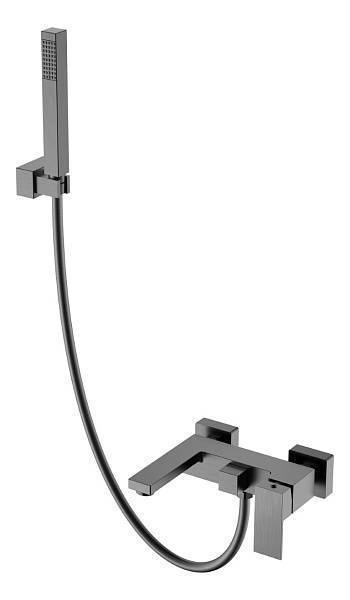 Смеситель для ванны с душем Boheme Qubic настенный графит матовый 473-GM