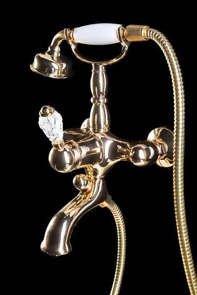 Смеситель для ванны с душевым комплектом Boheme Crystal золото 283-CRST