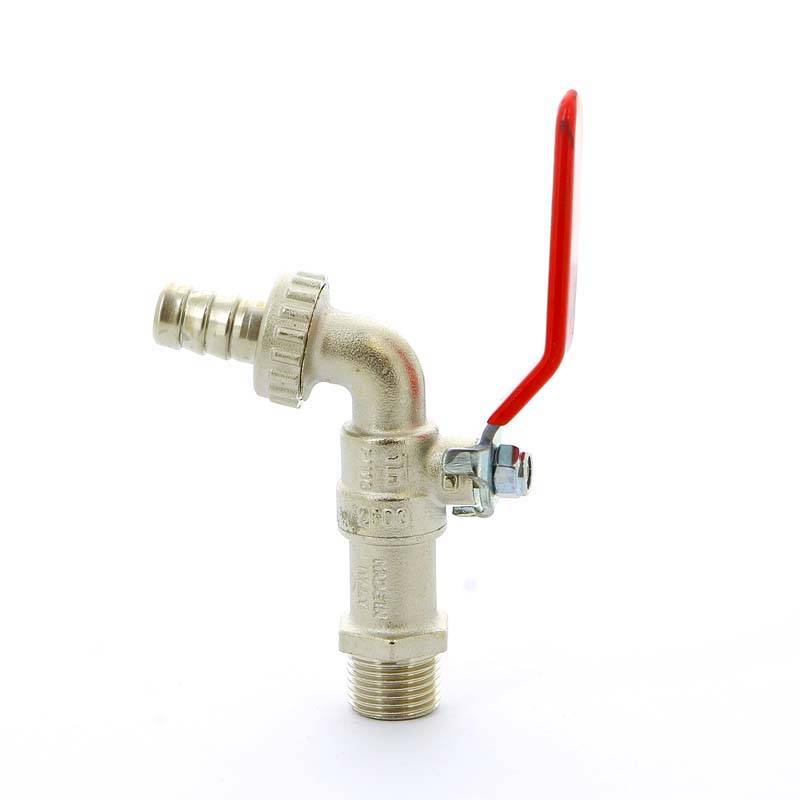 Кран садовый шаровой Tiemme EOLO 1/2 со штуцером и стальной ручкой 2500006