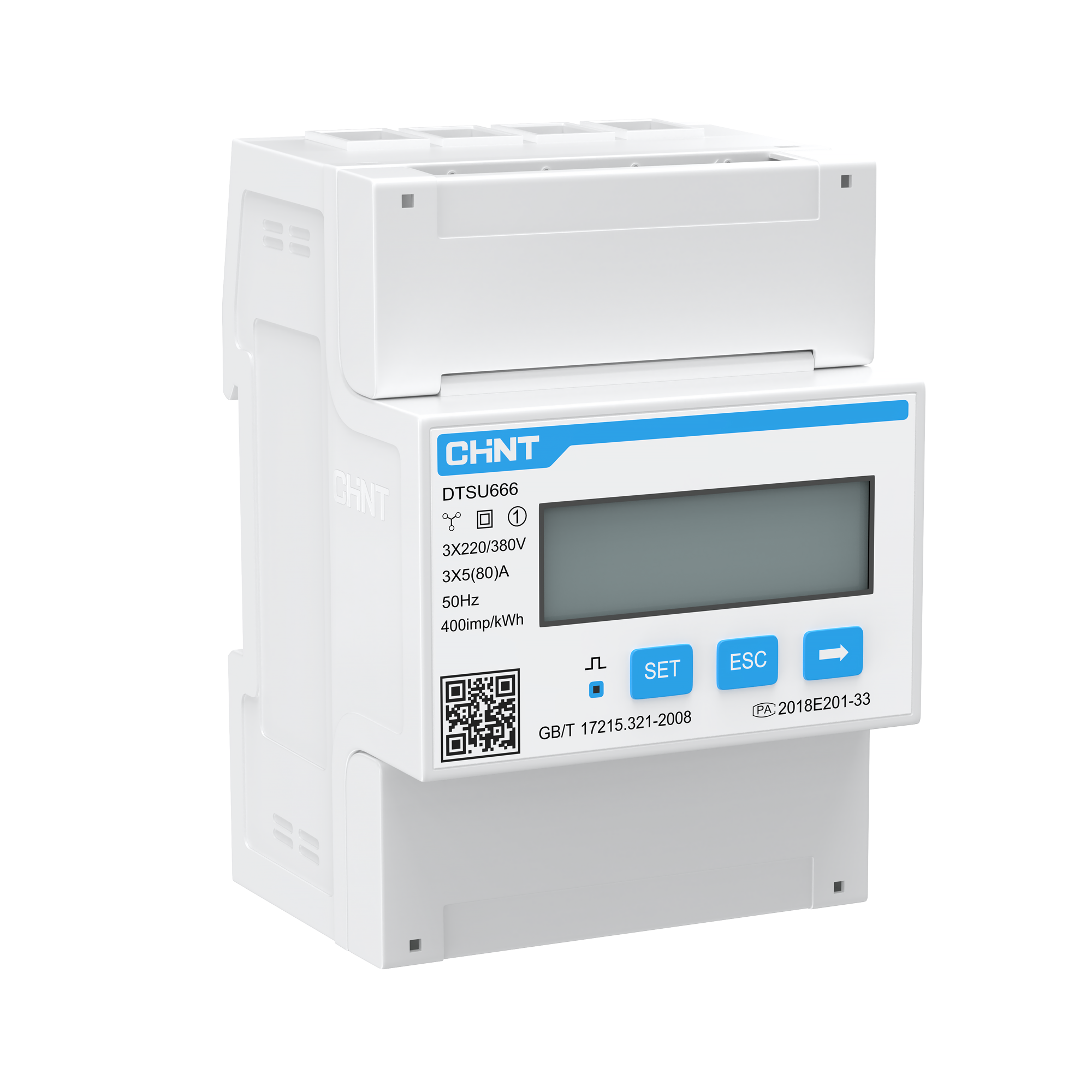 Счетчик электроэнергии 3-фазный ectoControl CHINT DTSU666 RS-485 DIN-рейка Аec01075