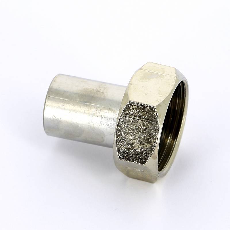 Муфта-вставка пресс с накидной гайкой Viega Sanpress Inox 22х1 ВР нержавеющая сталь 438203