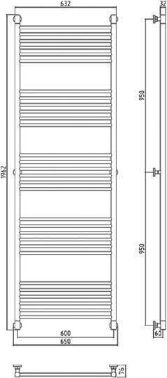 Полотенцесушитель водяной Сунержа Богема+ 1900x600 мм без покрытия 00-0220-1960
