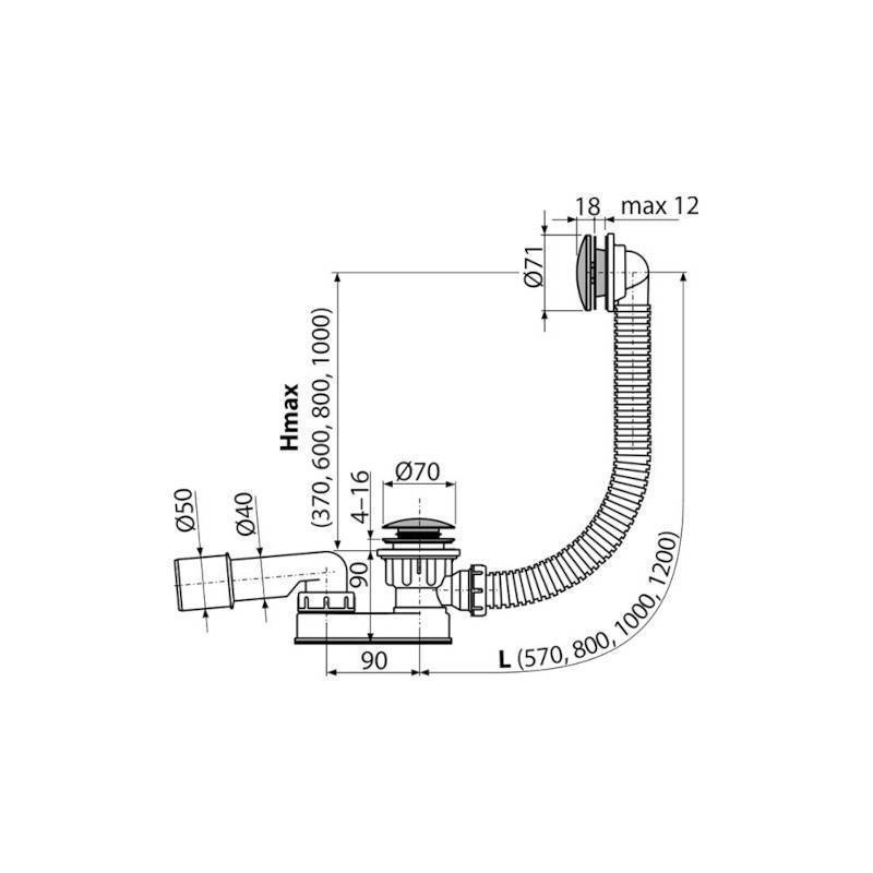 Слив-перелив для ванны Alcaplast A507CKM click-clack металл хром A507CKM