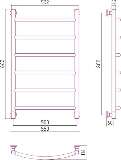 Полотенцесушитель водяной Сунержа Галант+ 500x800 мм без покрытия 00-0200-8050