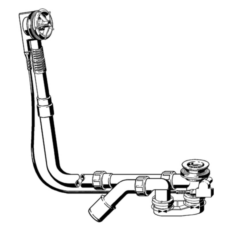 Слив-перелив для ванны Viega Multiplex без накладок удлиненный 308889