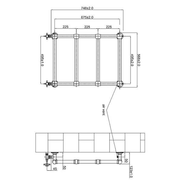 Полотенцесушитель водяной Boheme Medici 74.8х56.8 см бронза 718