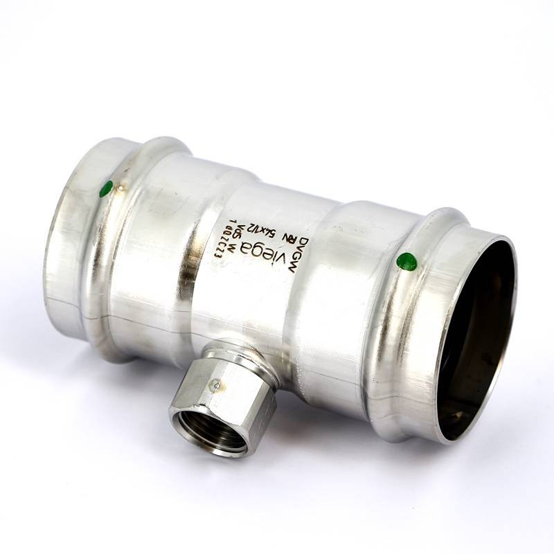 Тройник пресс Sanpress Inox Viega нержавеющая сталь 54х1/2х54 мм ВР 437237