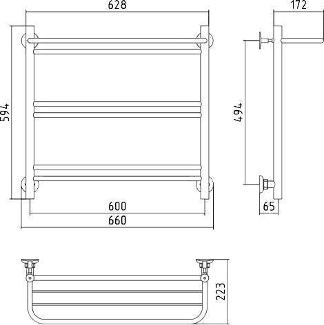 Полотенцесушитель водяной Стилье Версия-Н1 66x59.4 см без покрытия 00621-6060