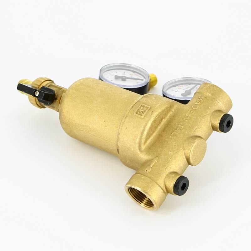 Фильтр промывной Uni-Fitt ВВ 3/4 со сливным краном и 2 манометрами 300 мкм 216G3030