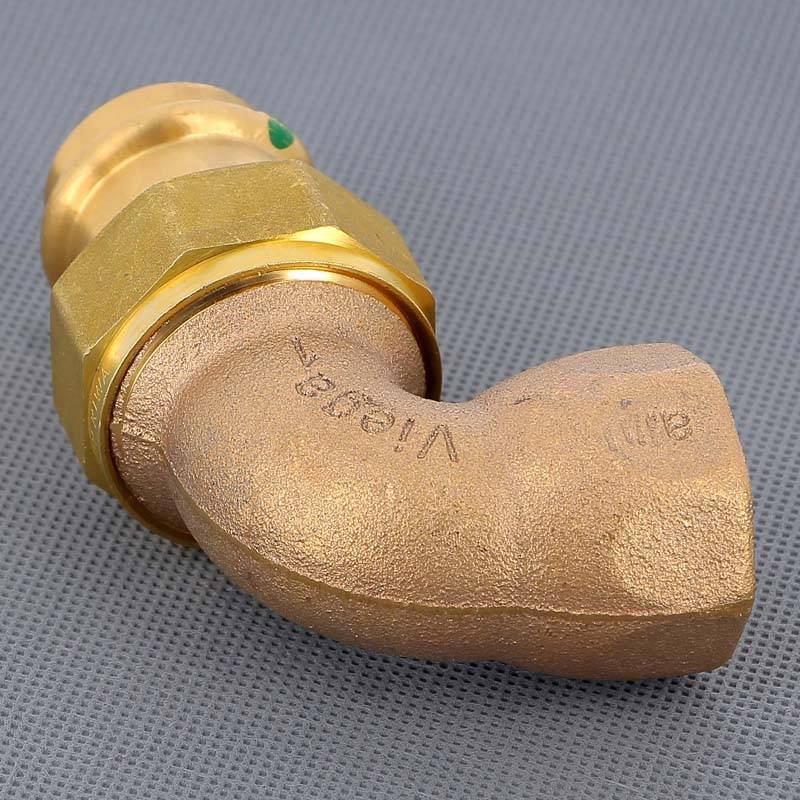 Угольник переходной Viega Sanpress 90° 28х1 пресс-В разъёмное соединение бронза 128159