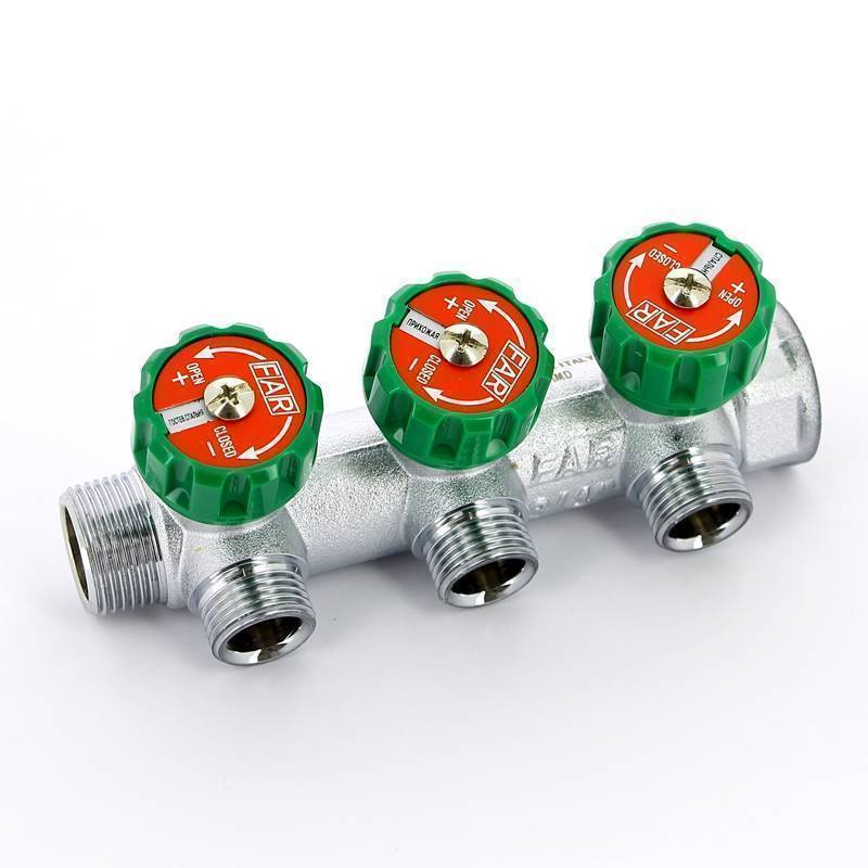 Коллектор проходной FAR 3/4 НВ 3 выхода 1/2 НР Eurokonus межосевое расстояние 45 мм FK 3822 3412