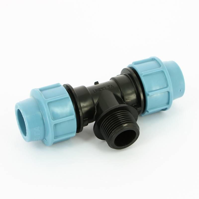 Тройник компрессионный Unidelta ПНД 25x1 наружная резьба 1010025004