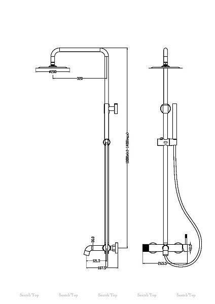 Душевая стойка Boheme Uno с верхним душем золото глянцевое 468-G