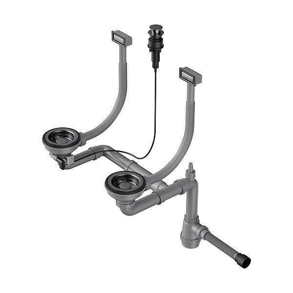 Арматура для двухчашевых моек Omoikiri WK-2-A-GM с прямоугольным переливом вороненая сталь 4956496