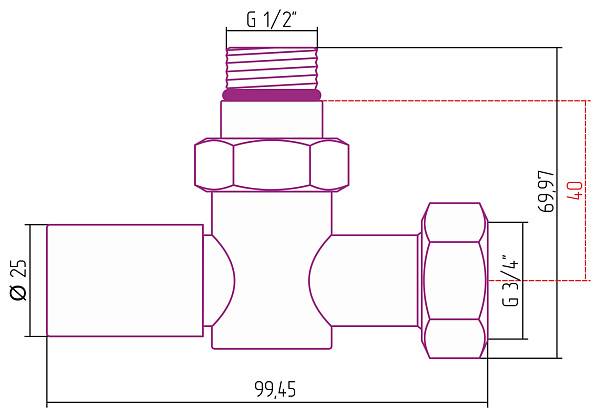 Вентиль запорный Стилье круглый G 1/2 Н x G 3/4 НГ 01000-1234