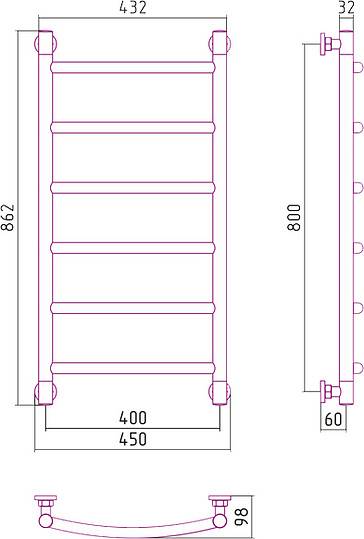 Полотенцесушитель водяной Сунержа Галант+ 800x400 мм полированная сталь 00-0200-8040